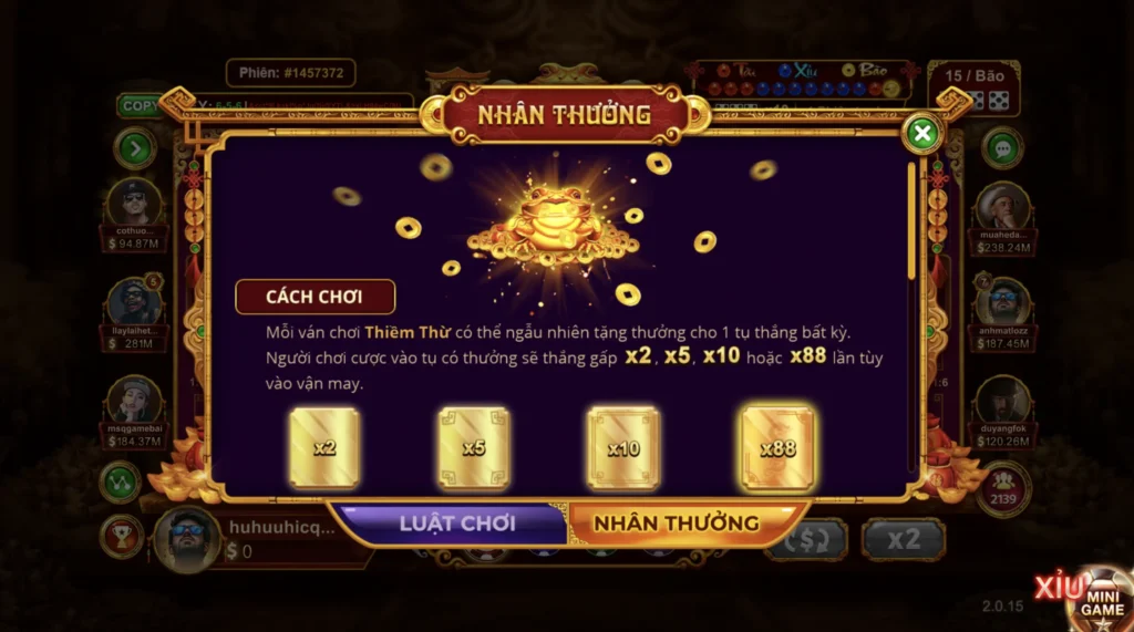 Hệ số nhận thưởng tại Sicbo tài phú