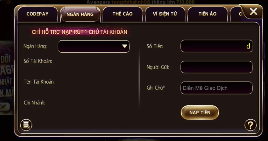 Lựa chọn phương thức gửi tiền là qua ngân hàng