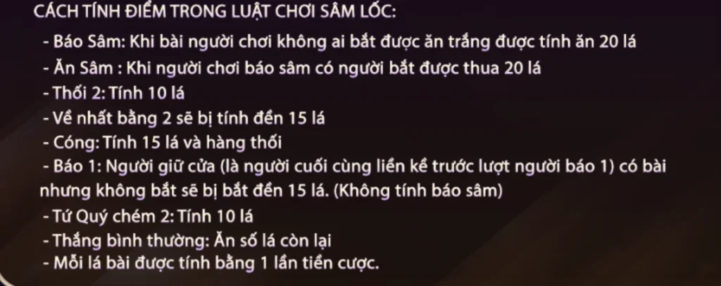 Cách tính điểm Sâm lốc đầy đủ nhất