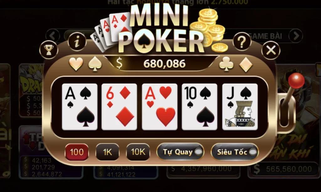 Bàn chơi Mini poker siêu bắt mắt